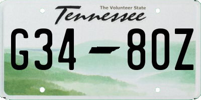 TN license plate G3480Z