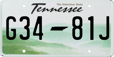 TN license plate G3481J