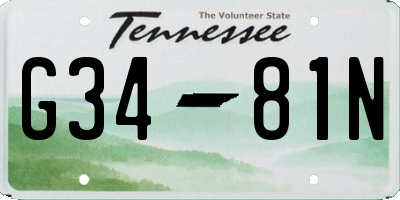 TN license plate G3481N