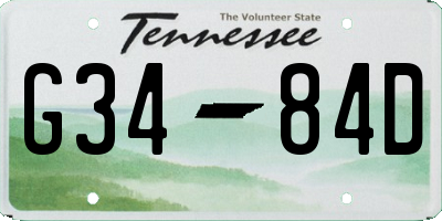 TN license plate G3484D