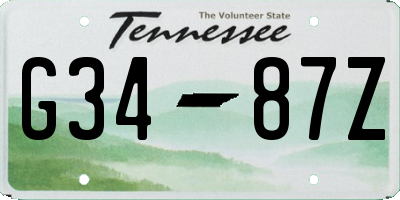TN license plate G3487Z
