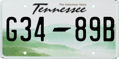 TN license plate G3489B