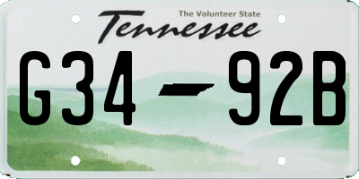 TN license plate G3492B