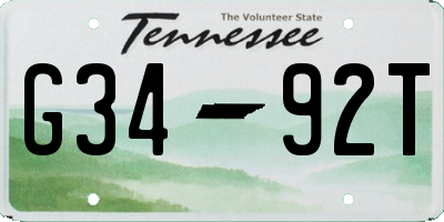 TN license plate G3492T