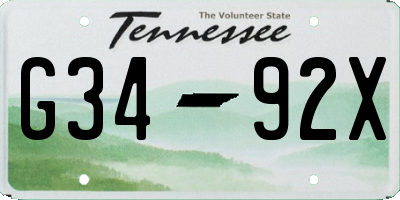 TN license plate G3492X