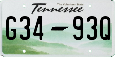 TN license plate G3493Q