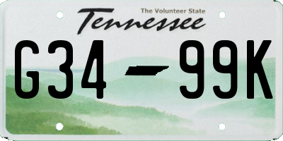 TN license plate G3499K