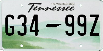 TN license plate G3499Z