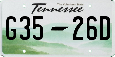 TN license plate G3526D