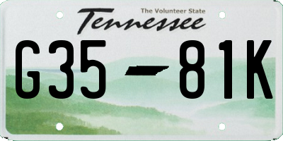 TN license plate G3581K