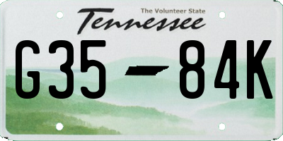 TN license plate G3584K