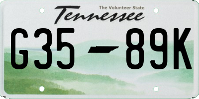 TN license plate G3589K