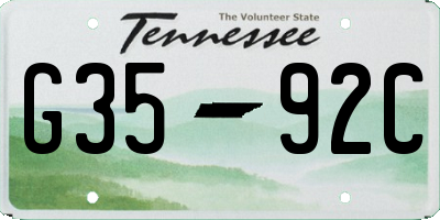 TN license plate G3592C