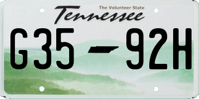 TN license plate G3592H