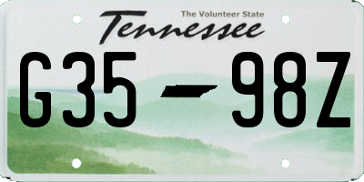 TN license plate G3598Z
