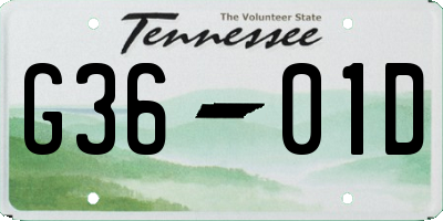 TN license plate G3601D