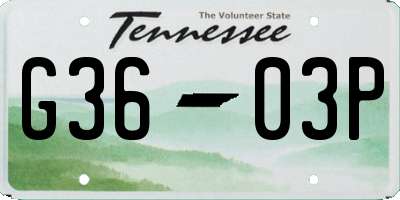 TN license plate G3603P