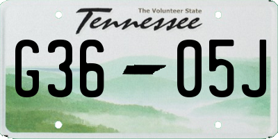 TN license plate G3605J