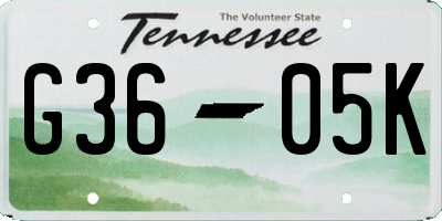 TN license plate G3605K