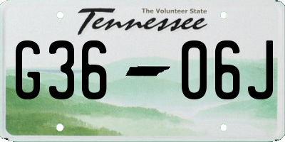 TN license plate G3606J