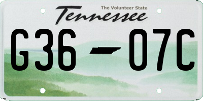 TN license plate G3607C