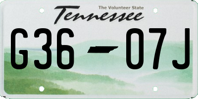 TN license plate G3607J