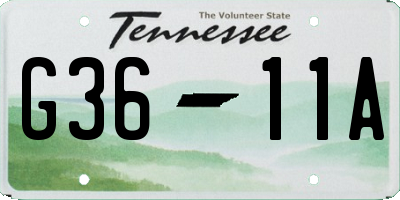 TN license plate G3611A
