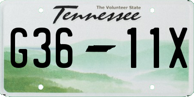 TN license plate G3611X