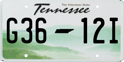 TN license plate G3612I