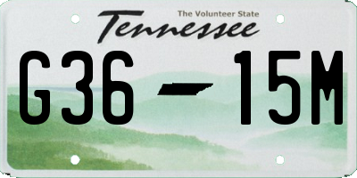 TN license plate G3615M