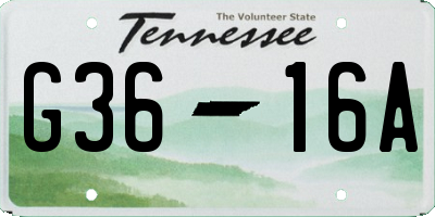 TN license plate G3616A