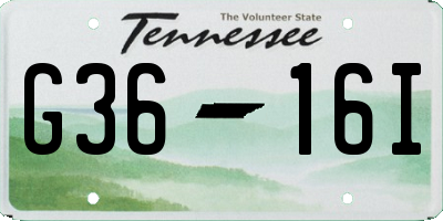 TN license plate G3616I