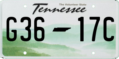 TN license plate G3617C