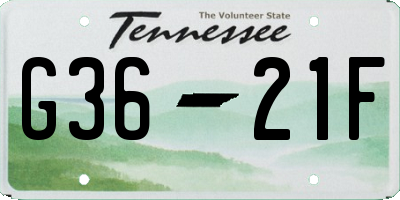 TN license plate G3621F
