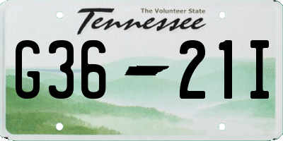 TN license plate G3621I