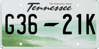 TN license plate G3621K