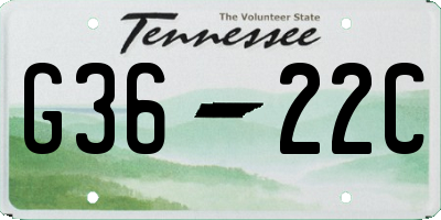 TN license plate G3622C