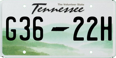 TN license plate G3622H