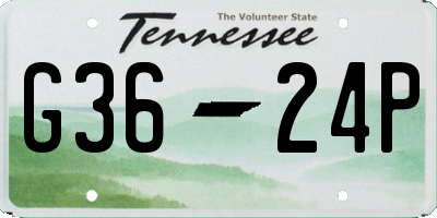 TN license plate G3624P