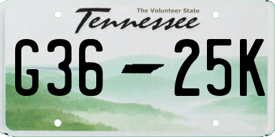 TN license plate G3625K