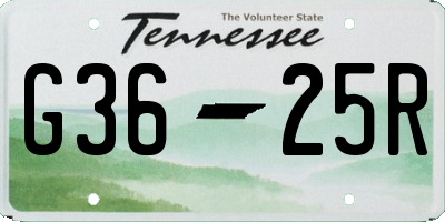 TN license plate G3625R