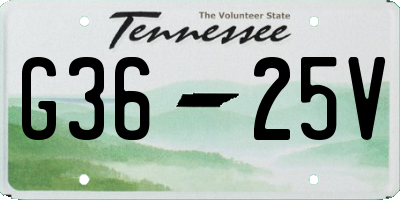 TN license plate G3625V