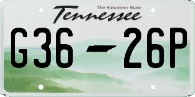 TN license plate G3626P