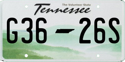 TN license plate G3626S
