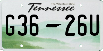 TN license plate G3626U