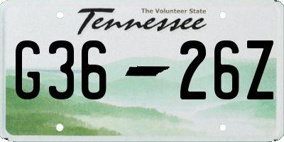 TN license plate G3626Z