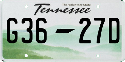 TN license plate G3627D
