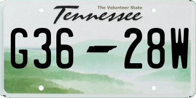 TN license plate G3628W
