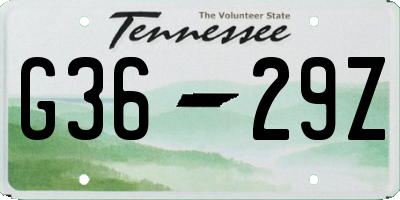 TN license plate G3629Z