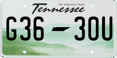 TN license plate G3630U